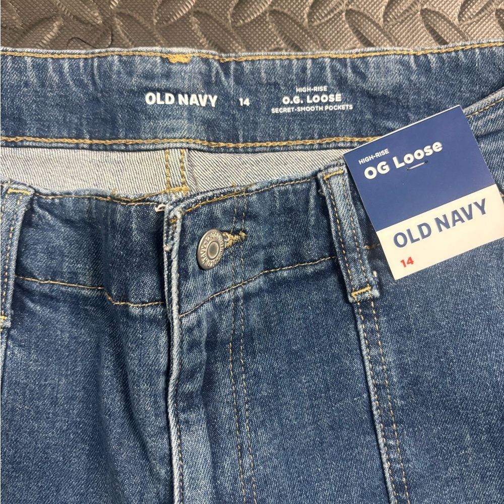 Old Navy OG Loose High Rise Jeans Women’s 14 Dark Wash NWT - Picture 4 of 12